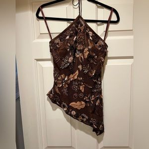 Scala embroidered sequin silk top.